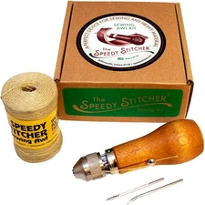 Speedy Stitcher Sewing Awl Kit with 180-yard Tube of Thread, Natural