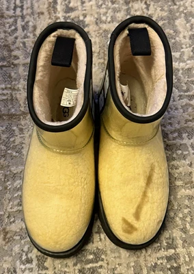 UGG Classic Clear Mini Beige/Black Rubber Lined Boots UK5 EU38 with defect