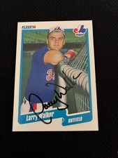 LARRY WALKER ROOKIE AUTOGRAPH FLEER 1990 NRMT MONTREAL EXPOS BASEBALL CARD. rookie card picture