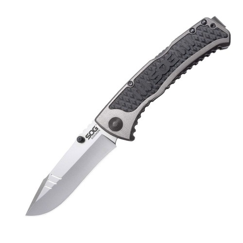 SOG Knives Sideswipe Lockback Grey Anodized Aluminum GRN SW1011-CP