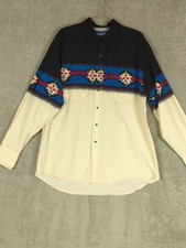 Vintage Wrangler Western Shirt Pearl Snap XL Men s Aztec Native cowboy rodeo