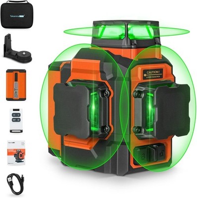 TakamineTech Laser Wasserwaage Neu 3x360 Selbstnivellierend Akku Aufhänger Fernbedienung