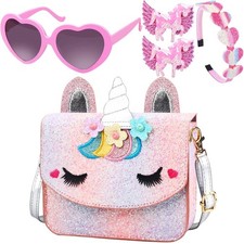 Unicorn Purse for Little Girls,Toddlers Crossbody Bags Kids with Accessories ...