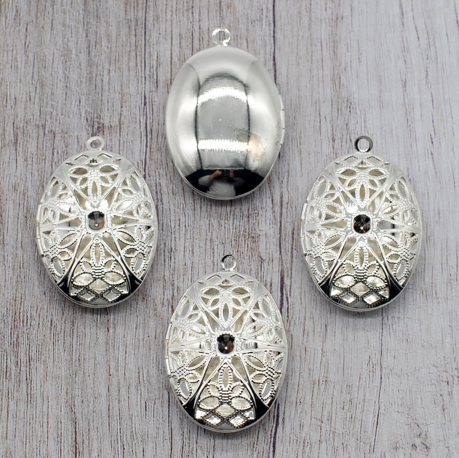 Clearance 5PCS Brass Oval Filigree Locket Charm Pendant, 25X38mm Multi LMC14