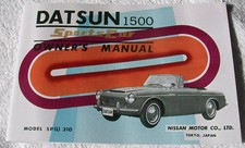 REPRINT 1965 Datsun SPL310 1500 roadster owner's manual