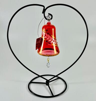 Lot of 3 Home For The Holidays Red Egyptian Blown Glass Bell Ornaments New