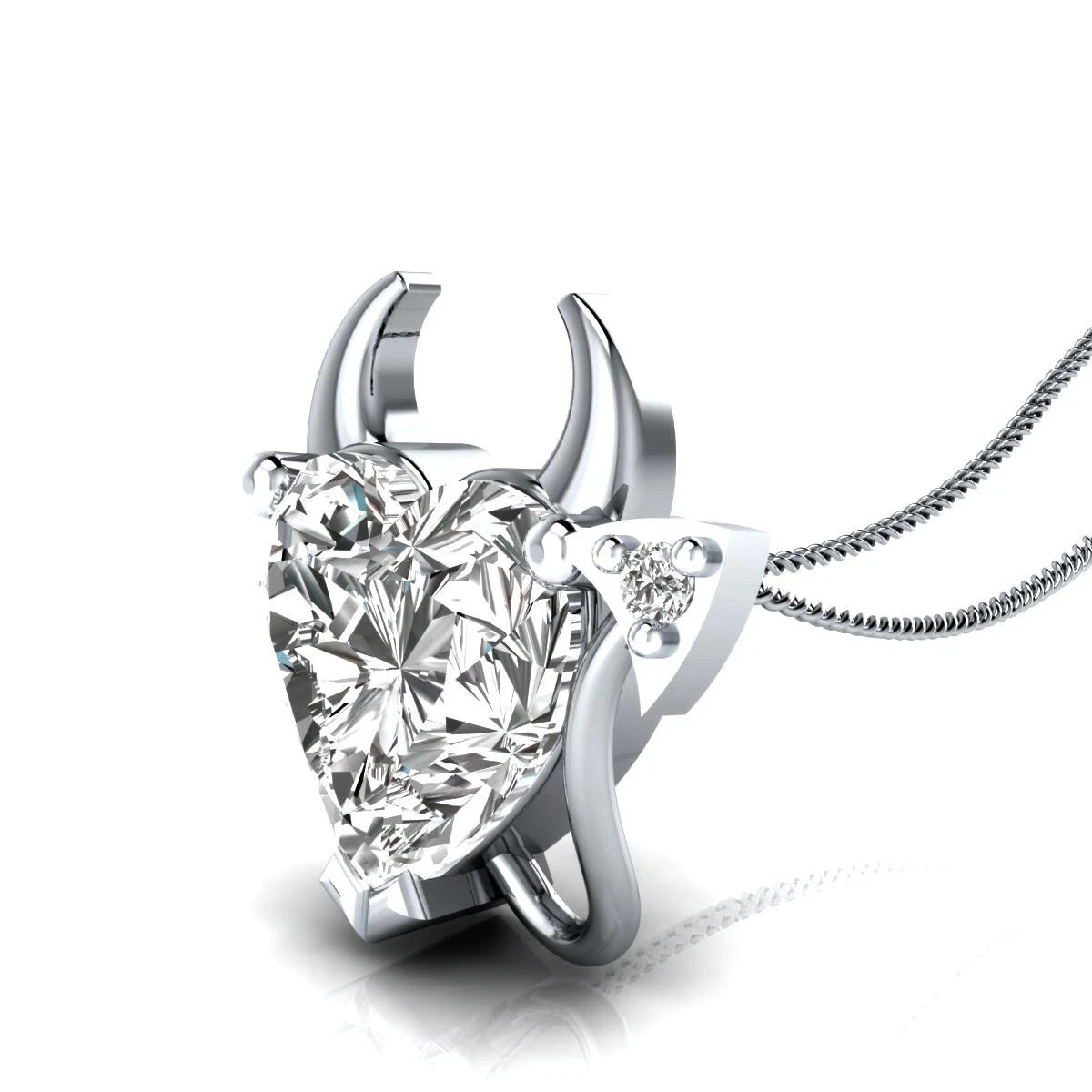 Devil Heart Necklace Pendant Women s Heart with Devil Horns 14K