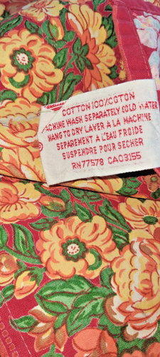 APRIL CORNELL Fabric Tablecloth Provence Floral Red Yellow GREEN Cotton 54X52 - Picture 5 of 6