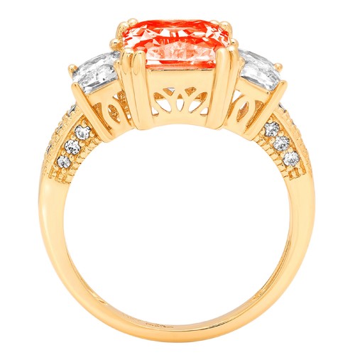 4.27 tcw Emerald Cut Engagement Ring for Women, 14K Yellow Gold Red Promise Ring - Picture 9 of 11
