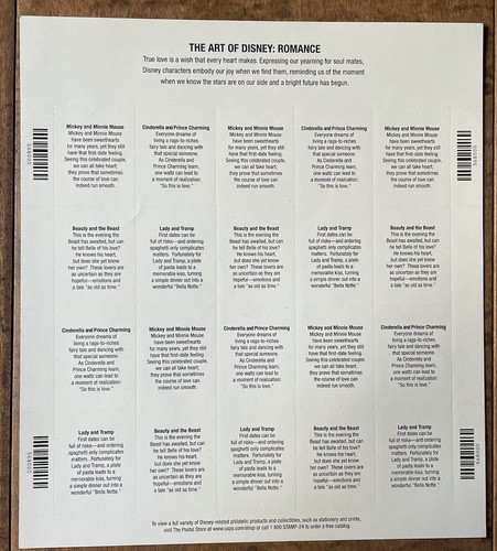 SCOTT 4025-4028 THE ART OF DISNEY romance SHEET OF 20 MNH 2005 - Picture 2 of 2