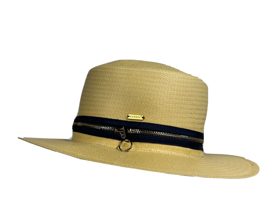 Sombrero Convertible Kangol Cremallera Navegante Paja Natural Ala Cremallera Fedora L NUEVO Foto 2 de 4
