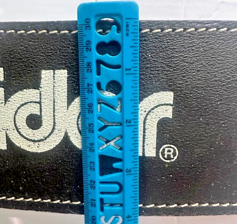 "Cinturón de levantamiento de pesas de cuero Weider XL 43"" largo negro cinturón de gimnasio cintura inferior espalda" Foto 4 de 4