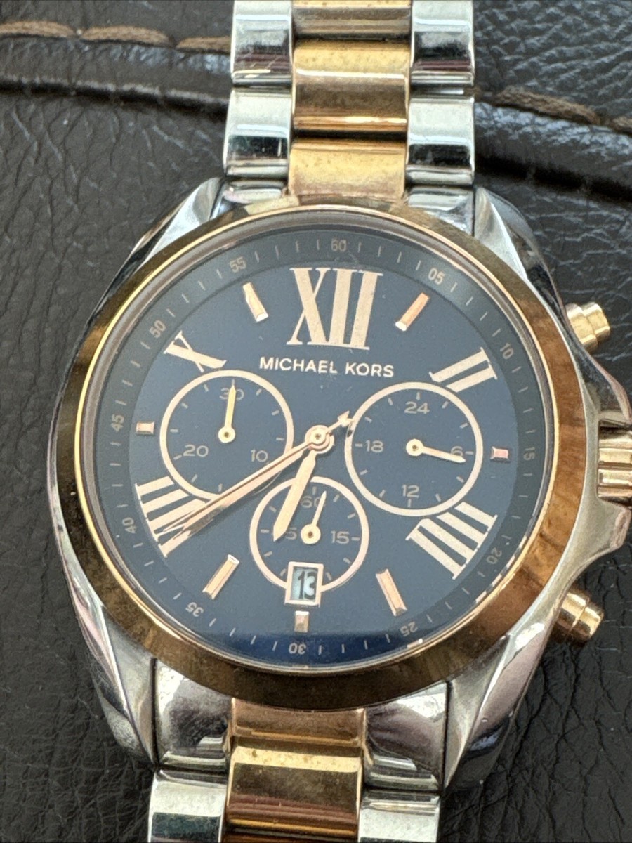 Michael Kors MK5606 43mm Bradshaw Chronograph Silver Rose Gold