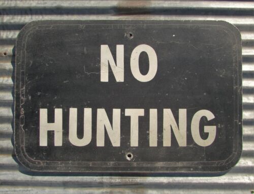 VINTAGE NO HUNTING METAL SIGN CABIN LAKE trespassing fishing keep out painted - Picture 1 of 4
