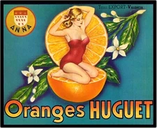  Oranges Huguet Crate Label Art Print Citrus Fruit