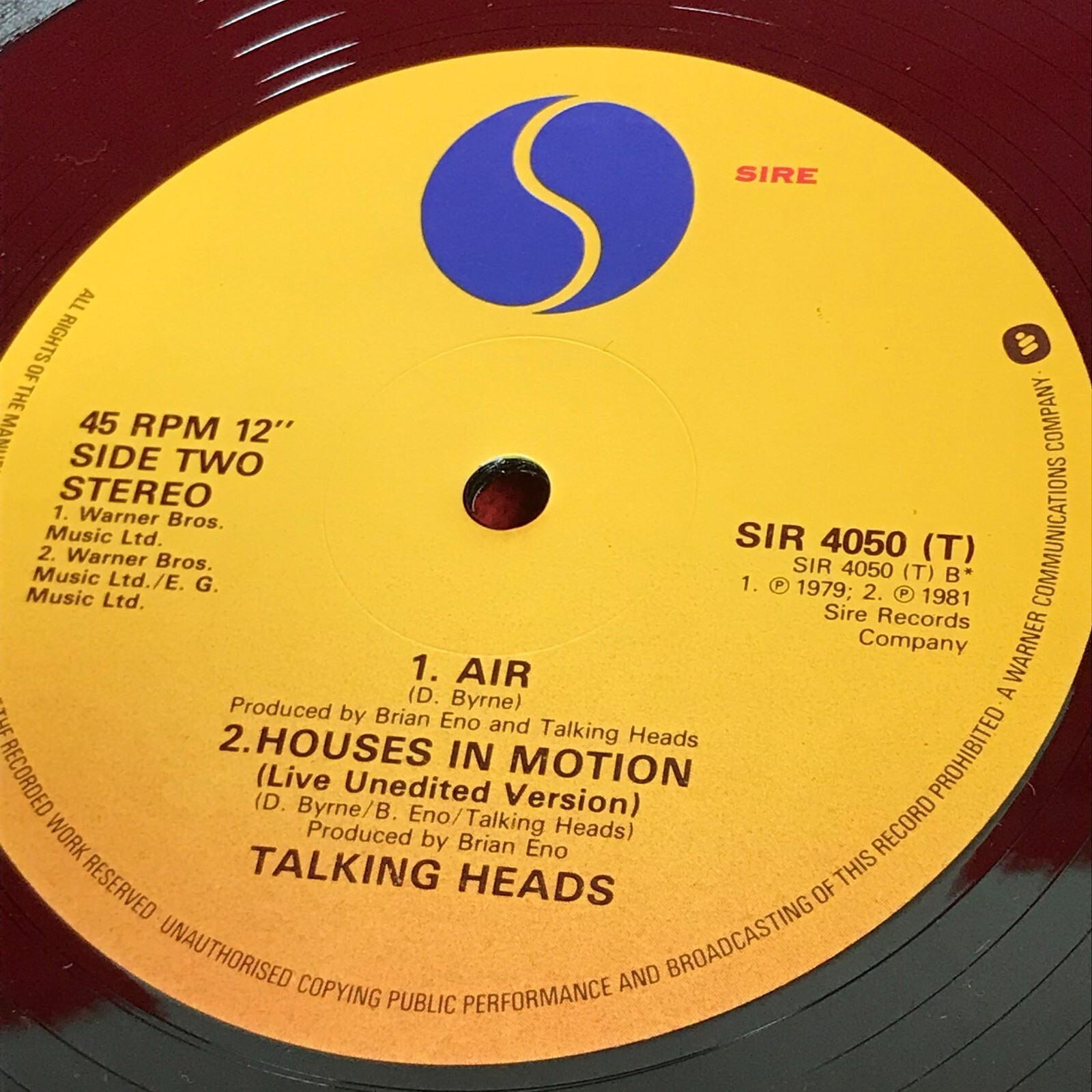 TALKING HEADS Houses In Motion 1981 UK 3track 12" Vinyl Single