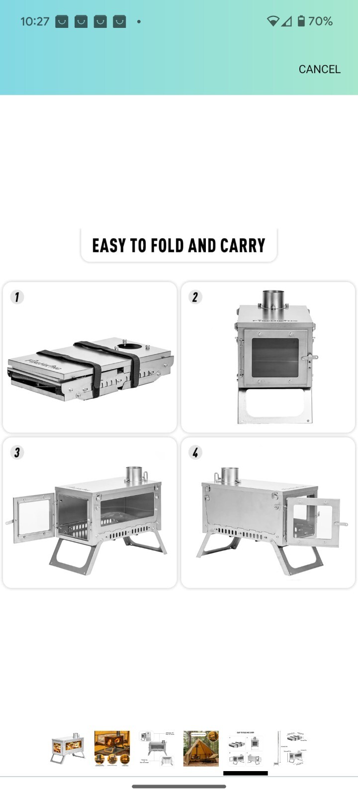 FIREHIKING Ultralight Titanium Stove Thickened TA1 Camping Tent Stove LANK...