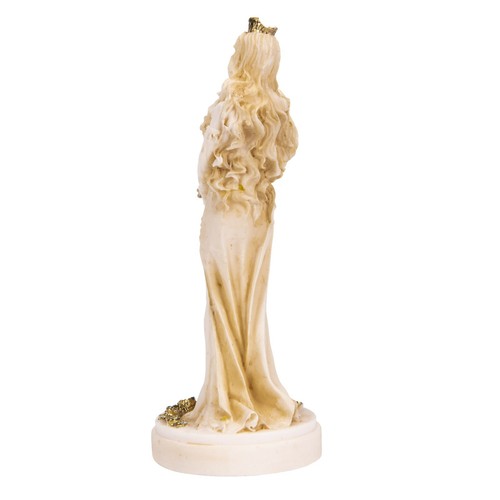 Goddess of Wealth Tyche Lady Luck Fortuna Gold Statue Alabaster Sculpture 5 Inch - Afbeelding 6 van 8