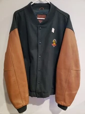 Vintage USA Golden Bear Varsity Leather/virgin wool Jacket Moosehead beer 2XL 
