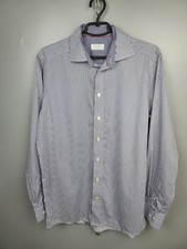 Eton Contemporary Cotton Blue Striped Shirt Mens Size 41 /16