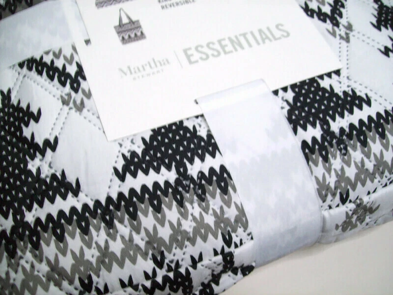 Edredón reversible Martha Stewart gris negro Fair Isle Full Queen 2 fundas estándar Foto 3 de 4