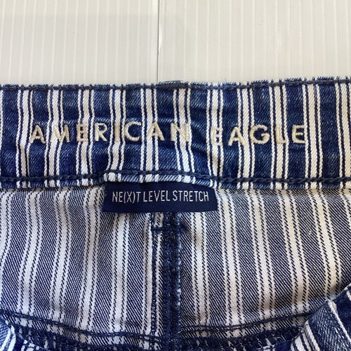 American Eagle Size 8 Hi-Rise Shortie Shorts Next Level Stretch Blue Striped - Picture 3 of 10