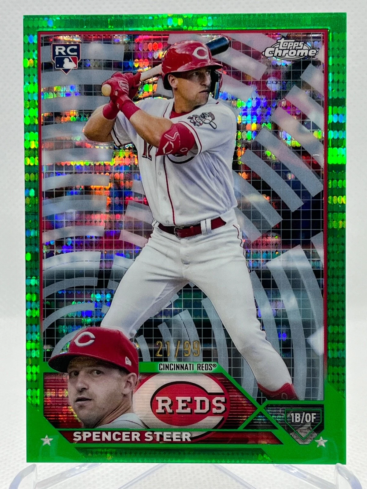 742. Spencer Steer 2023 Topps Chrome Green Sonar RC 21/99 #146