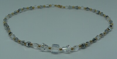 Clear & Comet Crystal Necklace with 14k Gold Filled Beads & Clasp