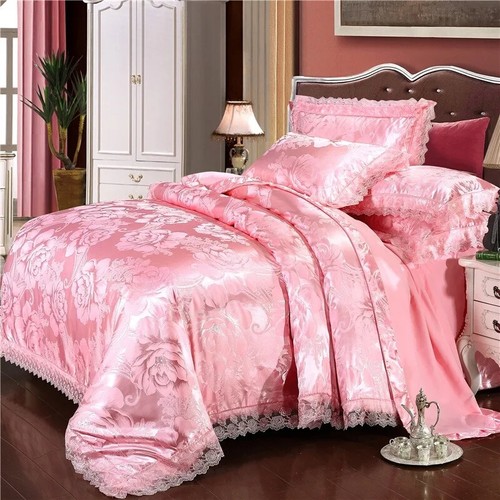 Luxus Spitze Jacquard Satin Bettbezug Set mit Bettwäsche und Bettwäschegarnitur - Bild 40 von 43