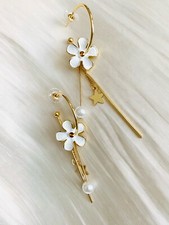 Enamel Flowers Round Circle Fashion Hoop Earrings