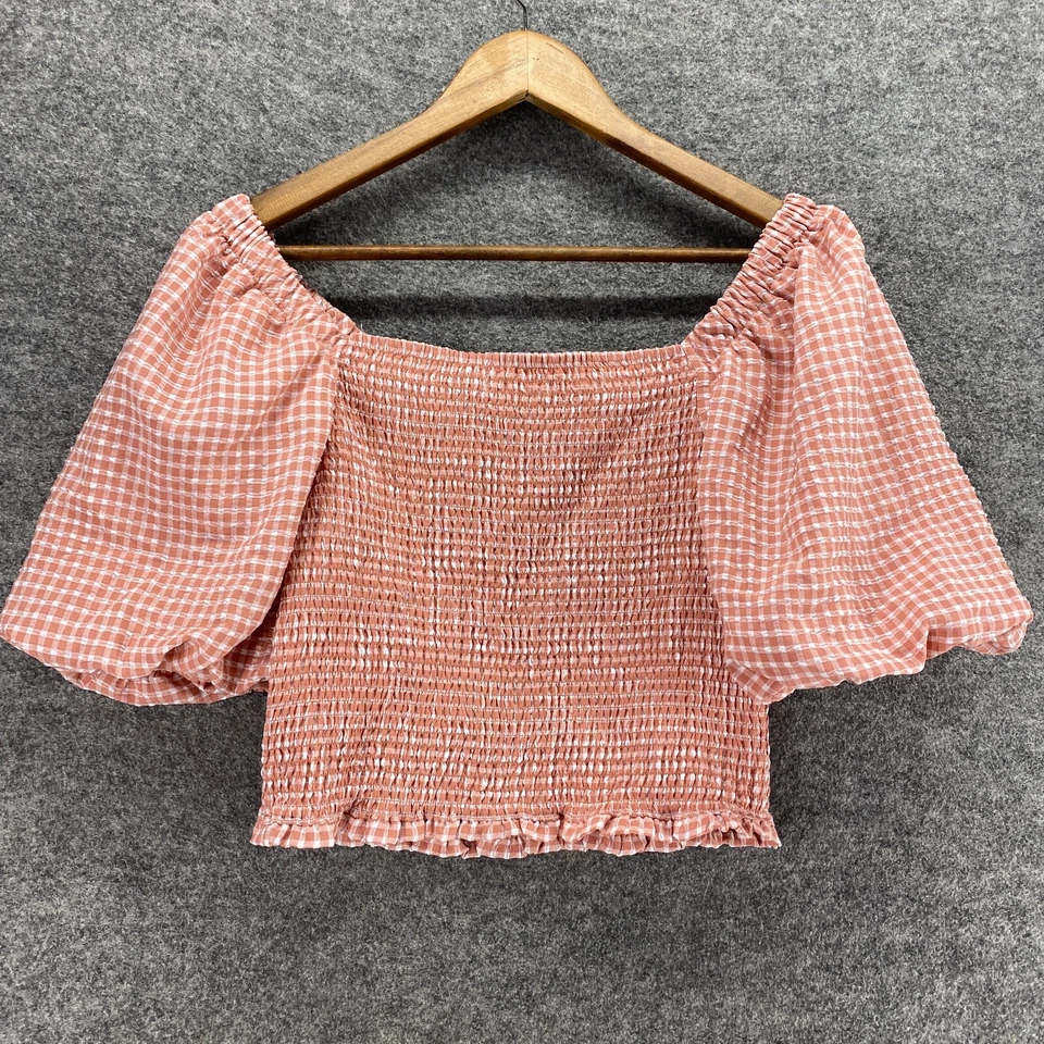 BB Dakota Top Mujer M Mediano Rosa Cuadrado Cuello Manga 3/4 Pullover Informal Foto 2 de 4