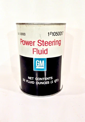 Vintage General Motors GM Power Steering Metal Advertising Sign Oil Can Nice