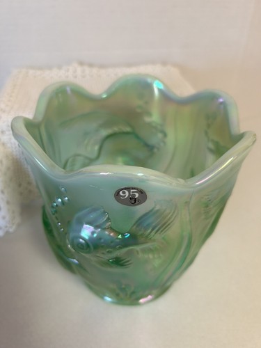 Fenton 2000 Collezione Museo Atlantide Vaso Topazio Opalescet Verde Iridizzato - Foto 7 di 7