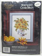Candamar Designs Sunflower Vase Picture 20444 Stamped Cross Stitch NIP 1993