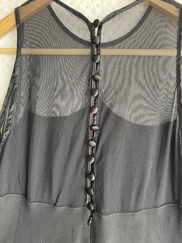 Vintage 90s Lisa Ho Womens Black Sheer Dress 12 Cocktail Buttons Rare - Picture 5 of 11