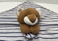 Just One You Carter's Plush Fox Lovey Security Blanket Blue Gray Stripes White