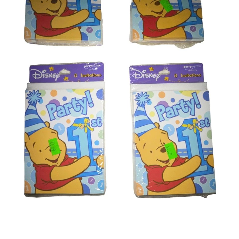 NIP Hallmark Disney Winnie the Pooh Vintage 1st Birthday Invitations Party Cards - Image 3 of 4