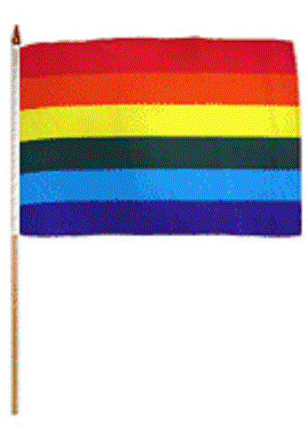 Bastón de madera de 24"" con rayas arco iris de 12x18 12""x18"" con bandera de arco iris - Imagen 1 de 1