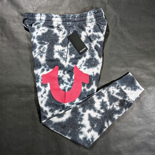 119 True Religion Men Classic Jogger Pants Black Tie Dye Size L 34x30