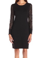 Calvin Klein Women's Lace-Sleeve Sweater Dress Sz S $134
