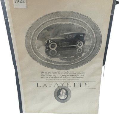 Vintage 1922 LaFayette Drive more than 10000 Miles Ad Advertisement