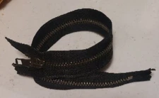 YKK #5 14" Antique Brass Metal Zipper with Donut Pull Closed End - Black