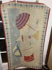 vintage C&F enterprises 100% Wool/Cotton carpet floral 56 x 32 in.