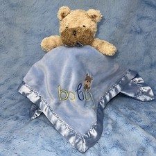Carters Child of Mine blue brown teddy bear dog BABY security Blanket rattle