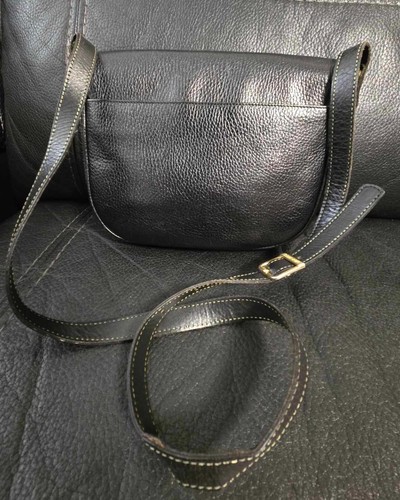Vintage Nina Ricci Black Pebbled Leather Crossbody Bag Made in Italy Gold Logo C - Picture 13 of 16