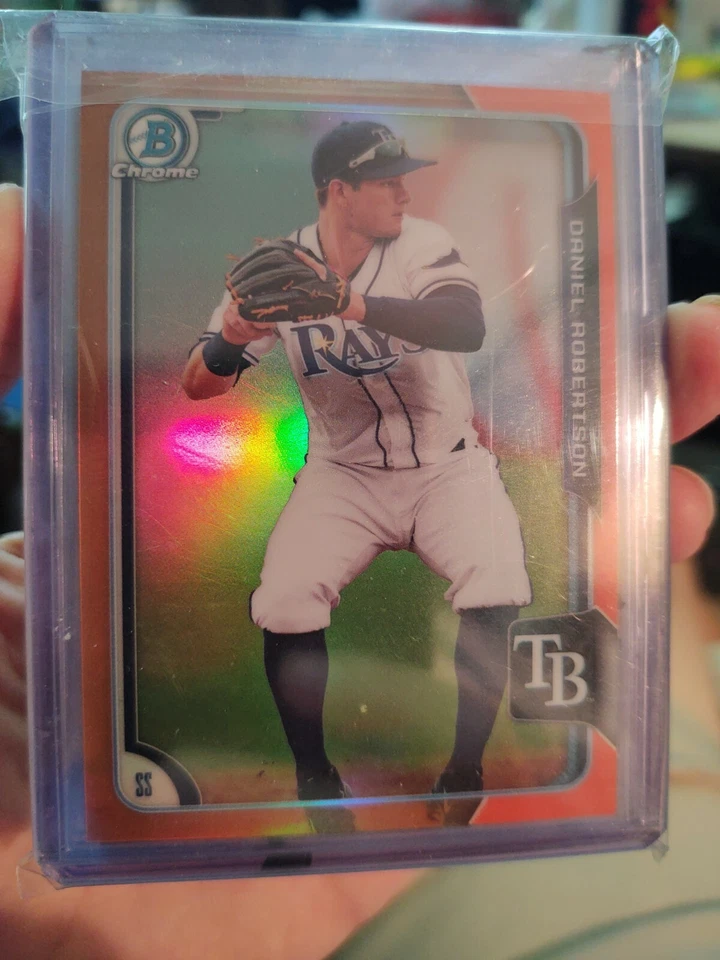 RAINBOW 2015 Bowman Draft Daniel Robertson-5-ORANGE GOLD GREEN AQUA GRAY BREWERS - Image 2 of 4