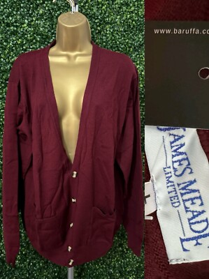 NEU MIT ETIKETT BURGUNDERROTE LANGÄRMELIGE CARDIGAN, JAMES MEADE LIMITIERTE GRÖSSE L