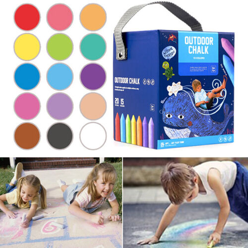 20pcs Jumbo Sidewalk Chalk Easy Grip Outside Driveway Gifts For Kids Toddlers - Photo 1/12