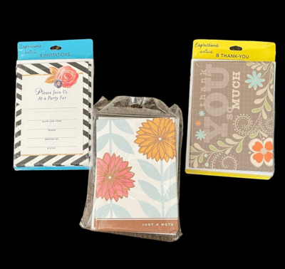 Hallmark Invitations Thank You And Notes Cards 3 Pack Mixed Lot NOS Flower Power