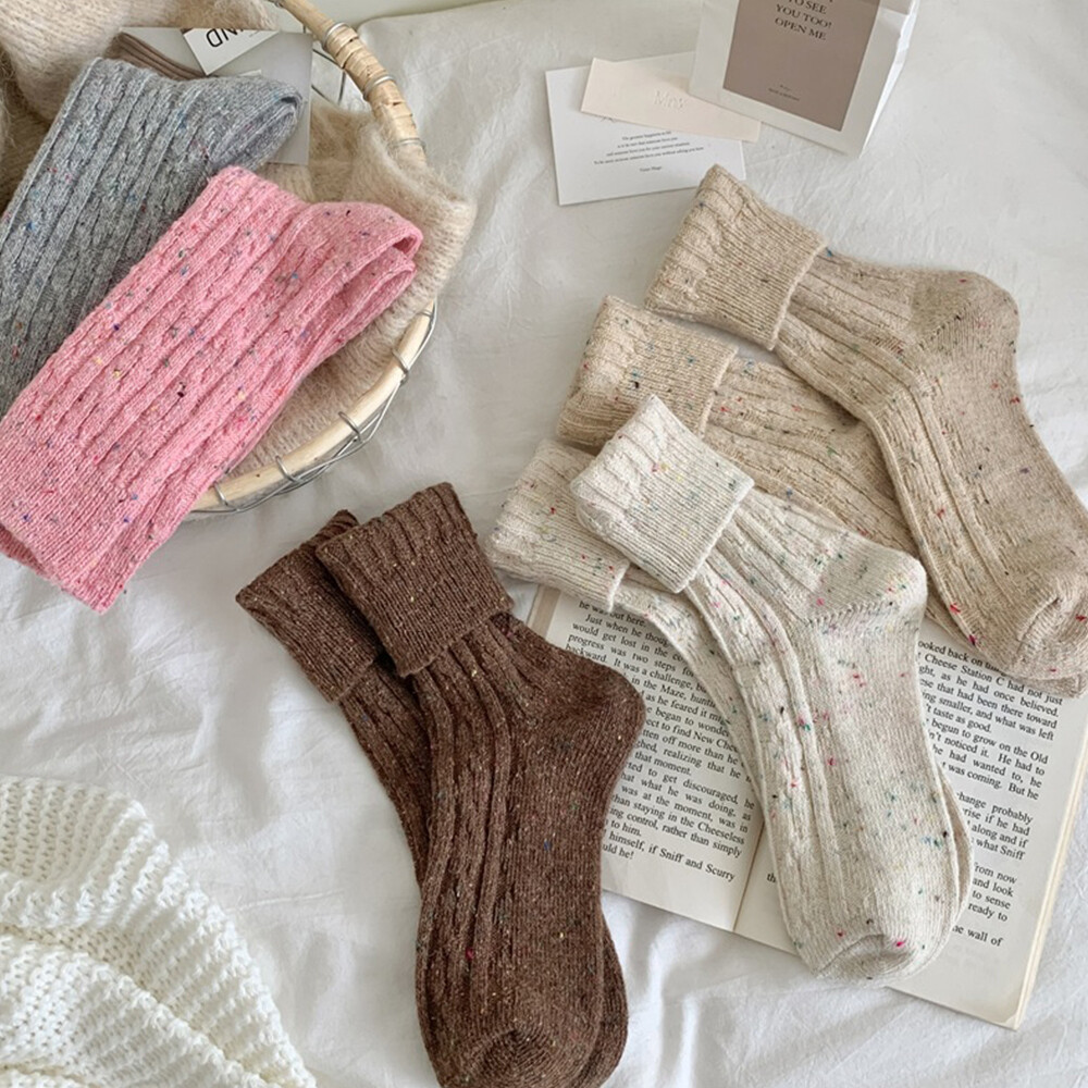 Mujer Invierno Lana Tripulante Calcetines Mantenerse Cálido Grueso Giro Punto "